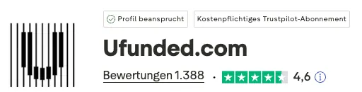 Trustpilot-Bewertung von Ufunded.com mit 4,6 von 5 Sternen